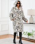 Thermal Leopard Faux Fur Hooded Outerwear