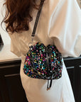 Sequin Drawstring Bucket Bag