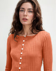 Basic Bae Texture Button Up Round Neck Long Sleeve Top