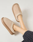 Faux Fur Suede Platform Slippers