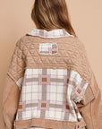 POL Corduroy Jacquard Patchwork Button Up Jacket