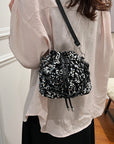 Sequin Drawstring Bucket Bag