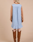 Ces Femme Striped Patchwork Round Neck Terry Sweatshirt Dress