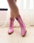 Bowie Metallic Boot in Pink