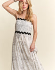 ADORA Floral Adjustable Strap Maxi Cami Dress- Ivory