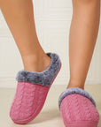 Cable-Knit Fluff Round Toe Slippers