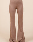 Mittoshop Stretchy Soft Elastic Waist Flare Pants- Mocha