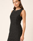 Mittoshop Tweed Sleeveless Mini Dress- Black