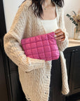 Quilted Plaid Clutch with Zipper