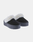 Weeboo Thick Bottom Fur Trim Snow Slippers- Black