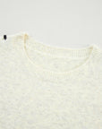 Contrast Stitch Detail Ribbed Trim Sweater- Ivory