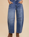 Annie Wear Mid Rise Barrel Leg Jeans with Pockets