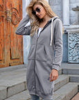 Ivy Lane Full Size Zip-Up Longline Hoodie with Pockets