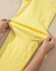 Yellow Solid Color Grommet Detail Knot Waist Barrel Jeans