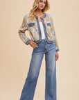 Annie Wear Decorative Seams Wide Leg Jeans-Medium wash