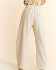 Davi & Dani Drawstring Wide Leg Sweatpants-Cream