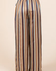 Mittoshop Striped Satin Elastic Waist Wide Leg Pants