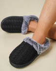 Cable-Knit Fluff Round Toe Slippers