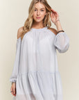 ADORA Cold Shoulder Balloon Sleeve Mini Dress