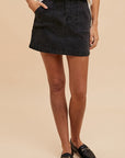 Annie Wear Cargo Denim Mini Skirt- Black