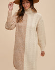 Annie Wear Color Block Turtleneck Sweater Dress