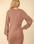 VERY J Ruched Detail Bodycon Mini Dress- Mocha