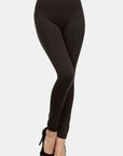 Yelete Seamless High Waist Fleece Leggings-Black