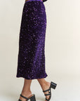 J.NNA Sequin Back Slit Midi Skirt