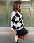 PREORDER: Contrast Trim Cardigan in Black Checkers