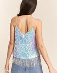 J.NNA Sequin Tassel Hem Flowy Cami