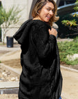 Double Take Full Size Hooded Teddy Bear Jacket with Thumbholes