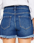 Kancan High Rise Frayed Hem Denim Shorts