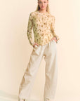 Davi & Dani Drawstring Wide Leg Sweatpants-Cream