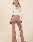 Mittoshop Stretchy Soft Elastic Waist Flare Pants- Mocha