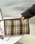 Contrast Plaid Clutch with Zipper