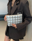 Quilted Plaid Clutch with Zipper