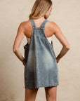 BiBi Washed Adjustable Strap Denim Overall Dress-Denim