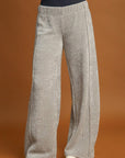 Umgee Elastic Waist Wide Leg Pants-Light Gray