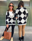 PREORDER: Contrast Trim Cardigan in Black Checkers