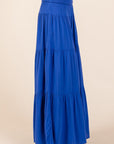 Mittoshop Tier Detail Smocked Elastic Waist Wide Leg Pants-Cobalt