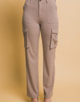 Love Tree High Rise Cargo Pants with Pockets-Taupe