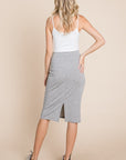 BOMBOM Elastic Waist Pencil Skirt- Gray