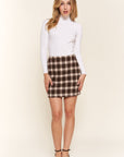 And The Why Full Size Brushed Plaid Mini Skirt