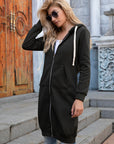 Ivy Lane Full Size Zip-Up Longline Hoodie with Pockets