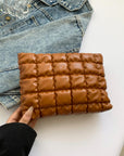 Quilted Plaid Clutch with Zipper