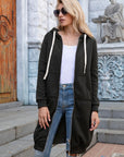 Ivy Lane Full Size Zip-Up Longline Hoodie with Pockets