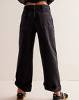 Washed Wide Leg Jeans with Pockets