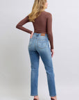 Judy Blue Full Size Wash Thermal Straight Jeans with Pockets