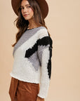 Annie Wear Color Block Drop Shoulder Sweater-Black