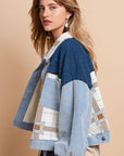 POL Corduroy Jacquard Patchwork Button Up Jacket